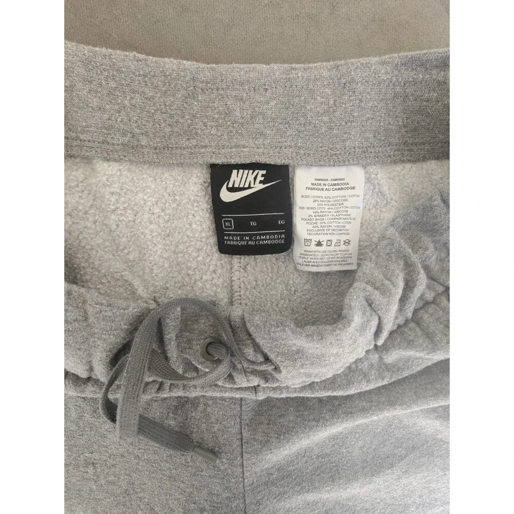 Nike Gray Fleece Jogger Sweatpants Size XL Drawstring Athletic Lounge Pants